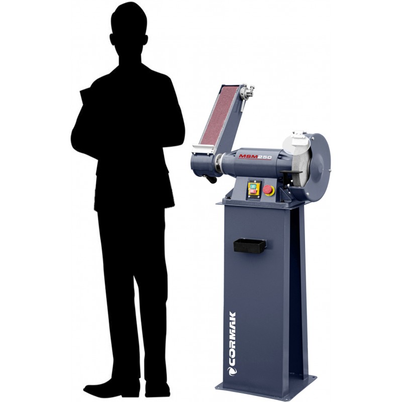 Ponceuse à bande et Meule d'établi industrielle MMS 250 avec socle- 400v