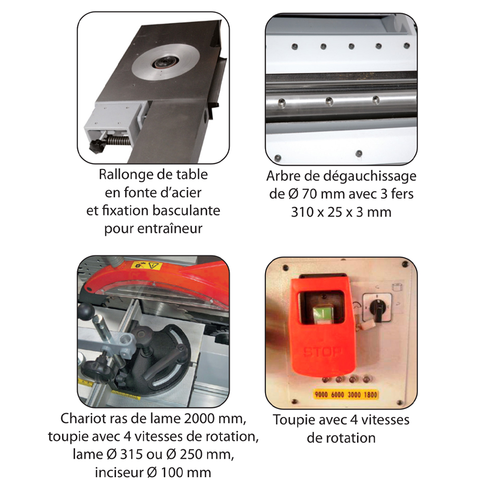 Combiné à bois 5 opérations 310mm Leman COM310 230v - Image 2