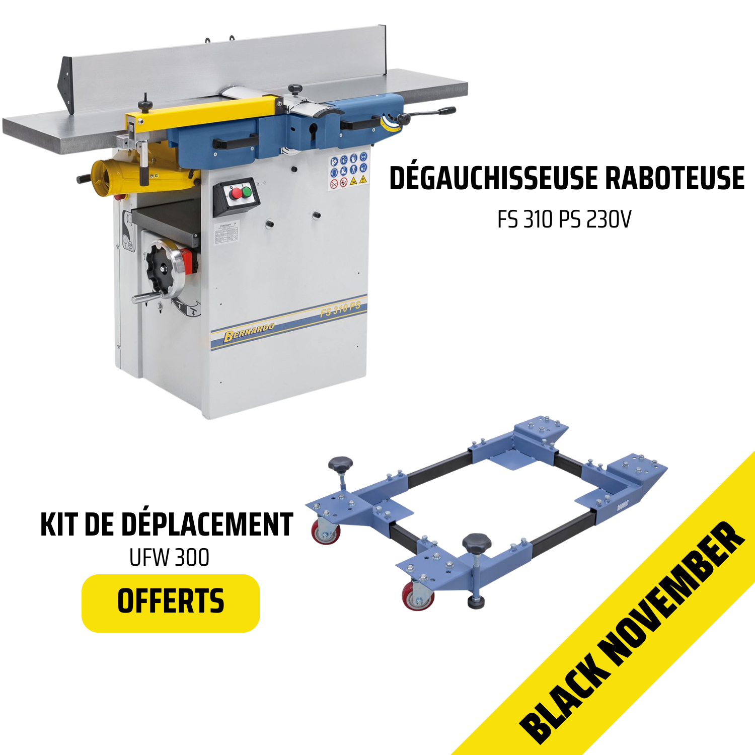 Dégauchisseuse Raboteuse hélicoïdale Bernardo FS 310 PS 230v - Black November